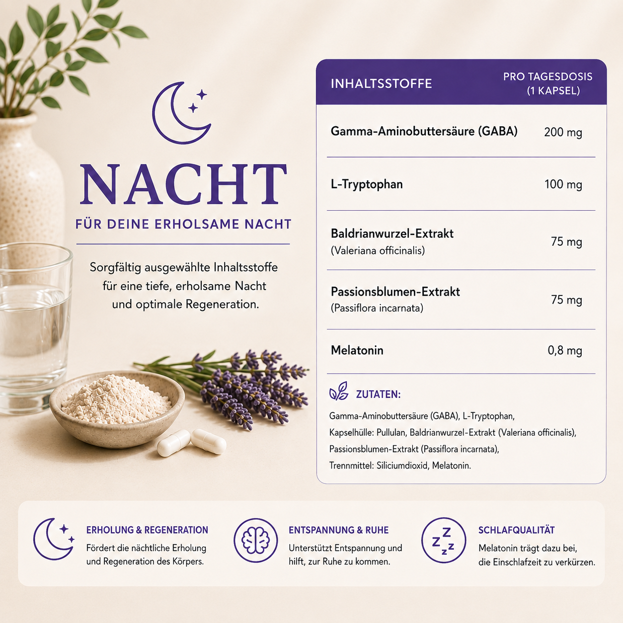 Eine einfache Supplement-Routine für Morgen, Mittag und Nacht.