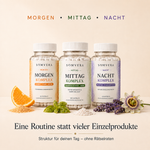 Eine einfache Supplement-Routine für Morgen, Mittag und Nacht.